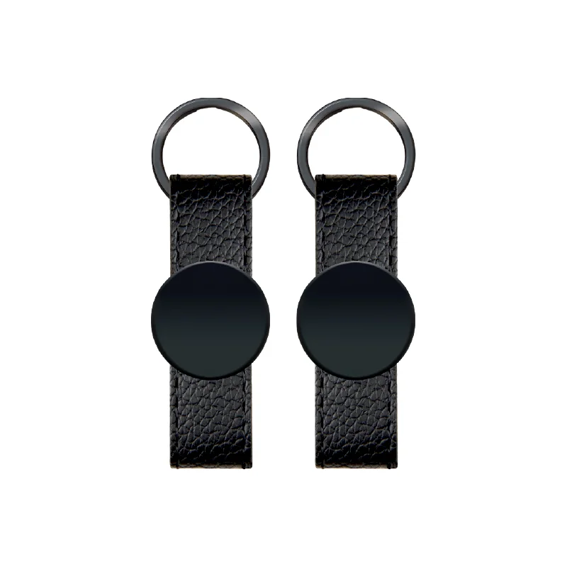 2405 Siyah Çift Taraflı Metal Suni Deri Anahtarlık