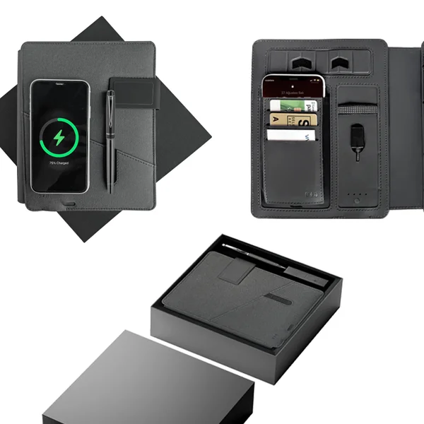 1071 PREMIUM Siyah Termo Deri Organizer Powerbank