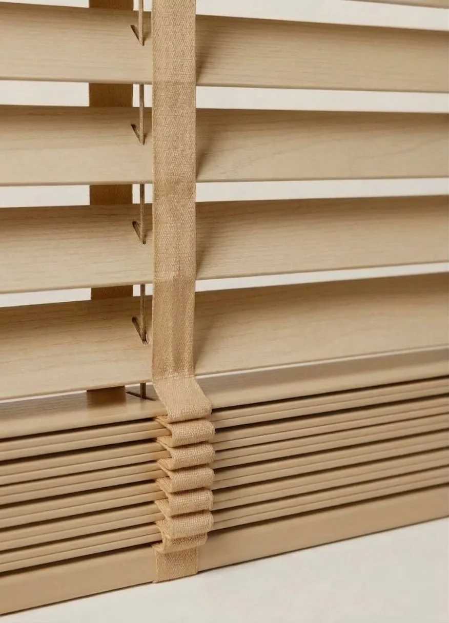 Premium Ivory Wood Krem Ahşap Jaluzi Perde