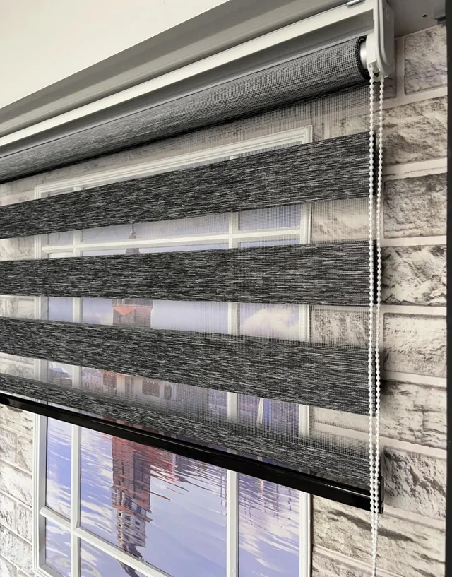 Premium Siyah Bambu Zebra Perde | Güneşlikli Zebra Fonksiyonlu Stor Perde